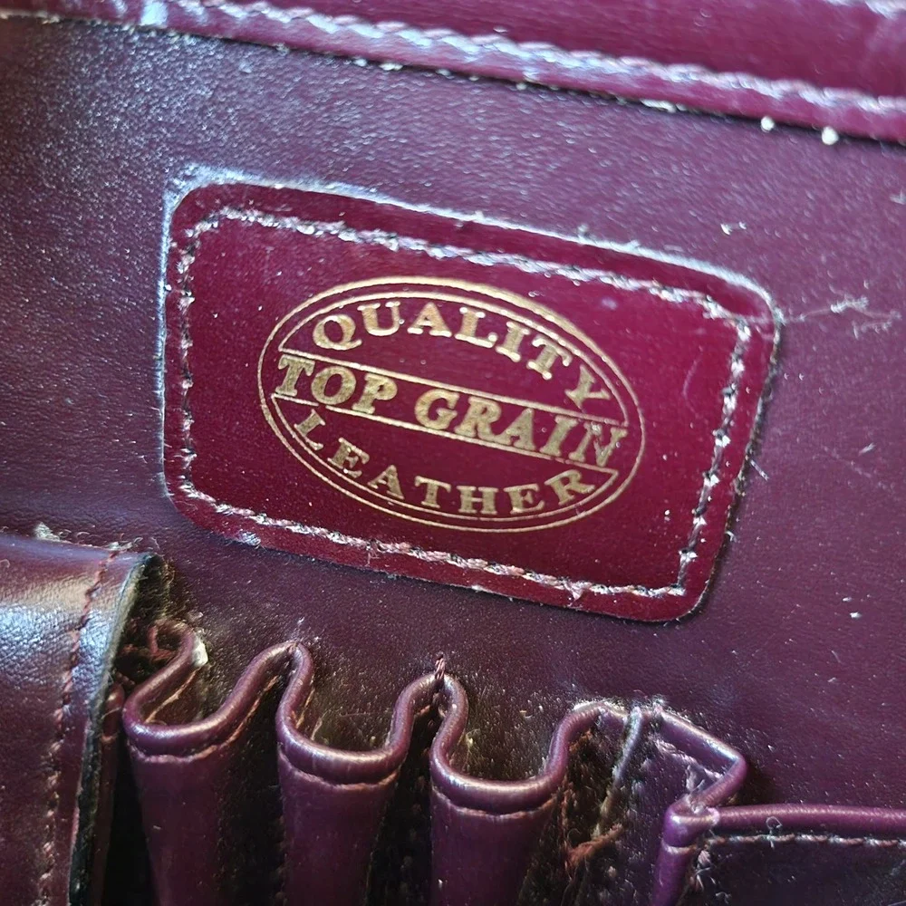 Vtg RKS Burgundy Top Grain Leather Hard Briefcase Portfolio Case Professional